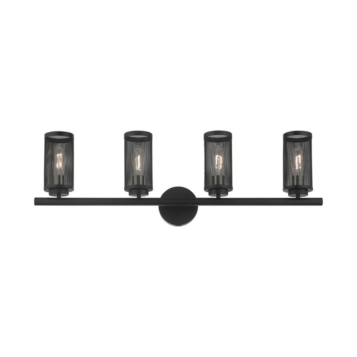 Livex Lighting 14124-04 Four Light Vanity, Black w/ Brushed Nickels