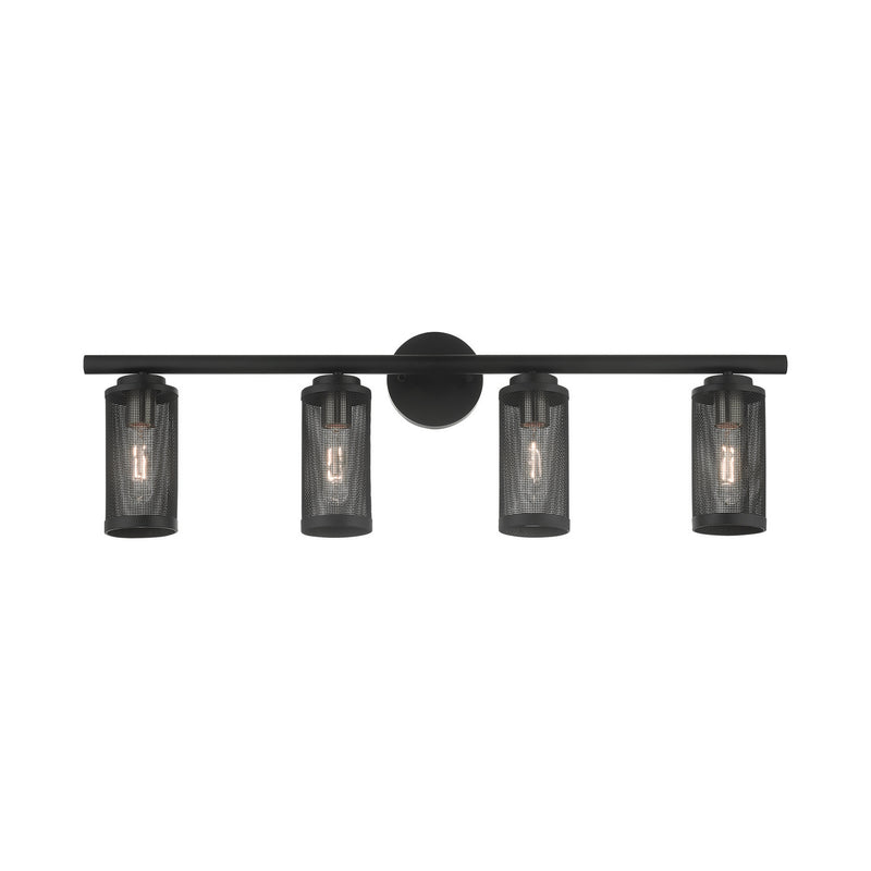 Livex Lighting 14124-04 Four Light Vanity, Black w/ Brushed Nickels