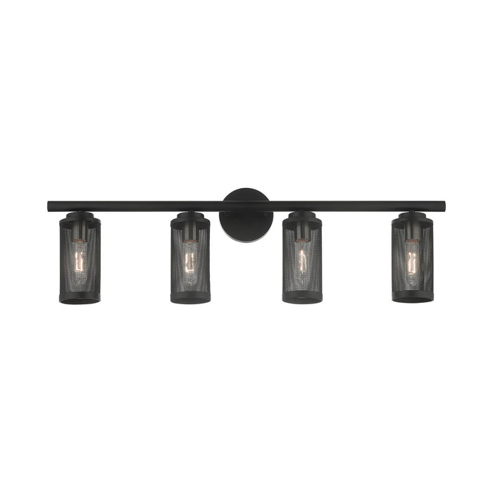 Livex Lighting 14124-04 Four Light Vanity, Black w/ Brushed Nickels