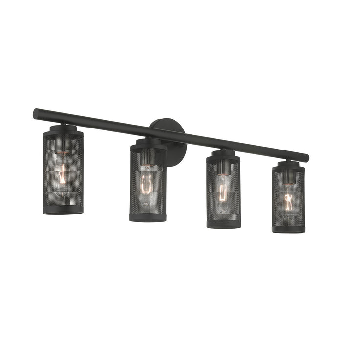 Livex Lighting 14124-04 Four Light Vanity, Black w/ Brushed Nickels