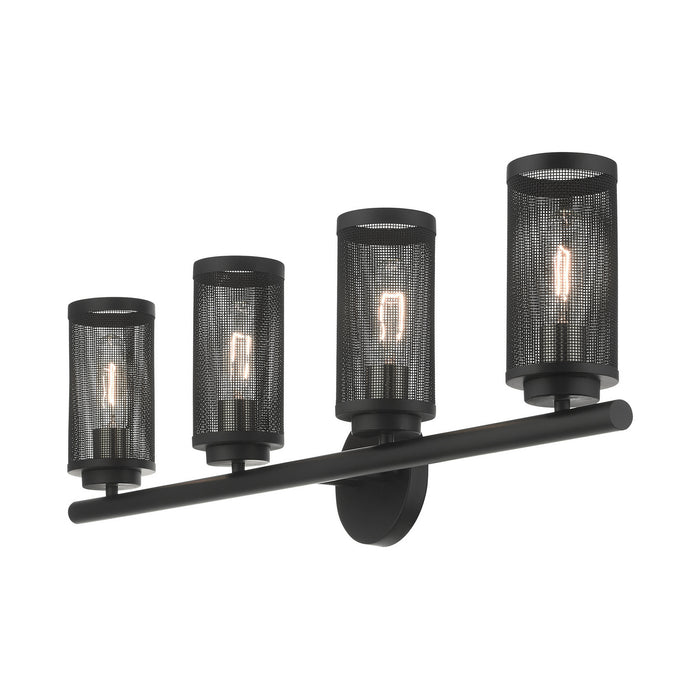 Livex Lighting 14124-04 Four Light Vanity, Black w/ Brushed Nickels