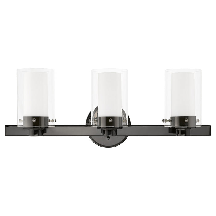 Livex Lighting 1543-46 Three Light Vanity, Black Chrome w/ Polished Chromes