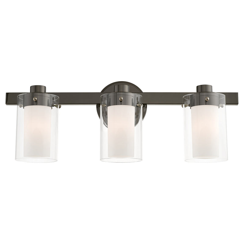 Livex Lighting 1543-46 Three Light Vanity, Black Chrome w/ Polished Chromes