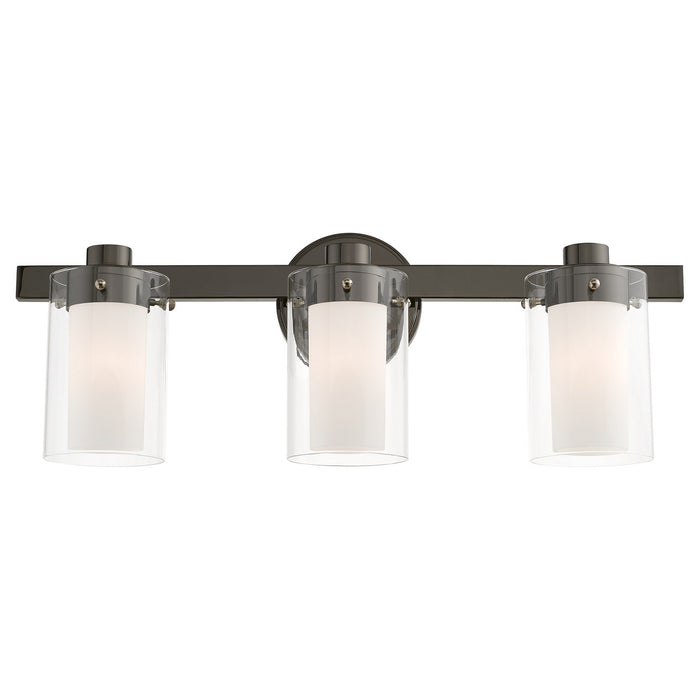 Livex Lighting 1543-46 Three Light Vanity, Black Chrome w/ Polished Chromes