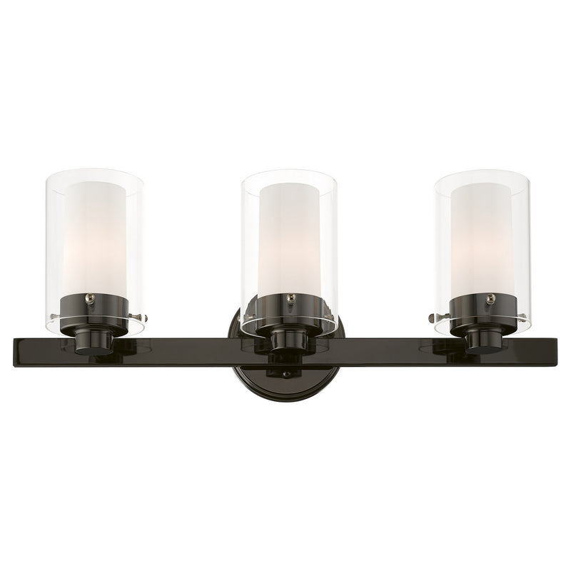 Livex Lighting 1543-46 Three Light Vanity, Black Chrome w/ Polished Chromes