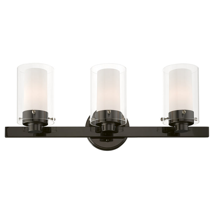 Livex Lighting 1543-46 Three Light Vanity, Black Chrome w/ Polished Chromes