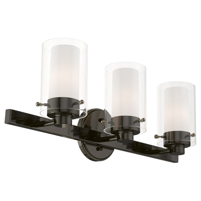 Livex Lighting 1543-46 Three Light Vanity, Black Chrome w/ Polished Chromes