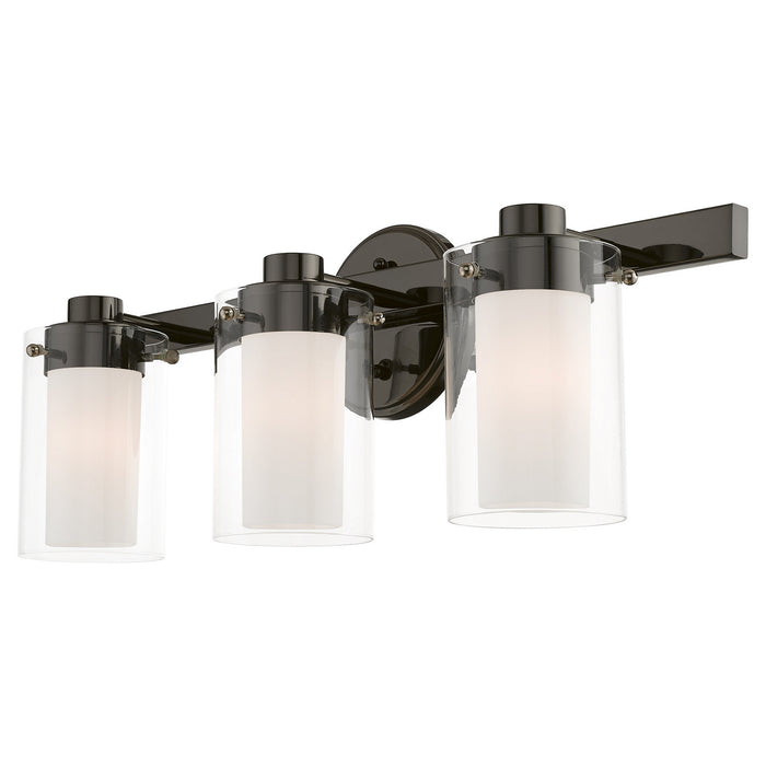 Livex Lighting 1543-46 Three Light Vanity, Black Chrome w/ Polished Chromes
