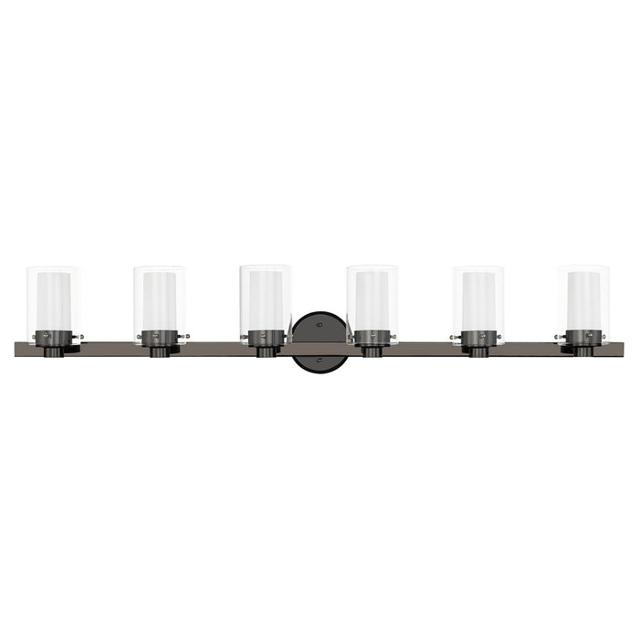 Livex Lighting 15456-46 Six Light Vanity, Black Chrome w/ Polished Chromes