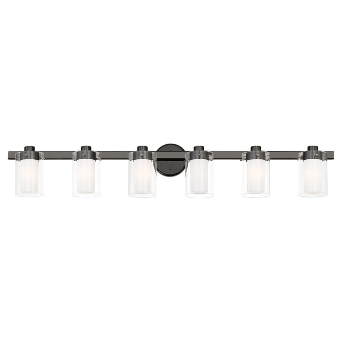 Livex Lighting 15456-46 Six Light Vanity, Black Chrome w/ Polished Chromes