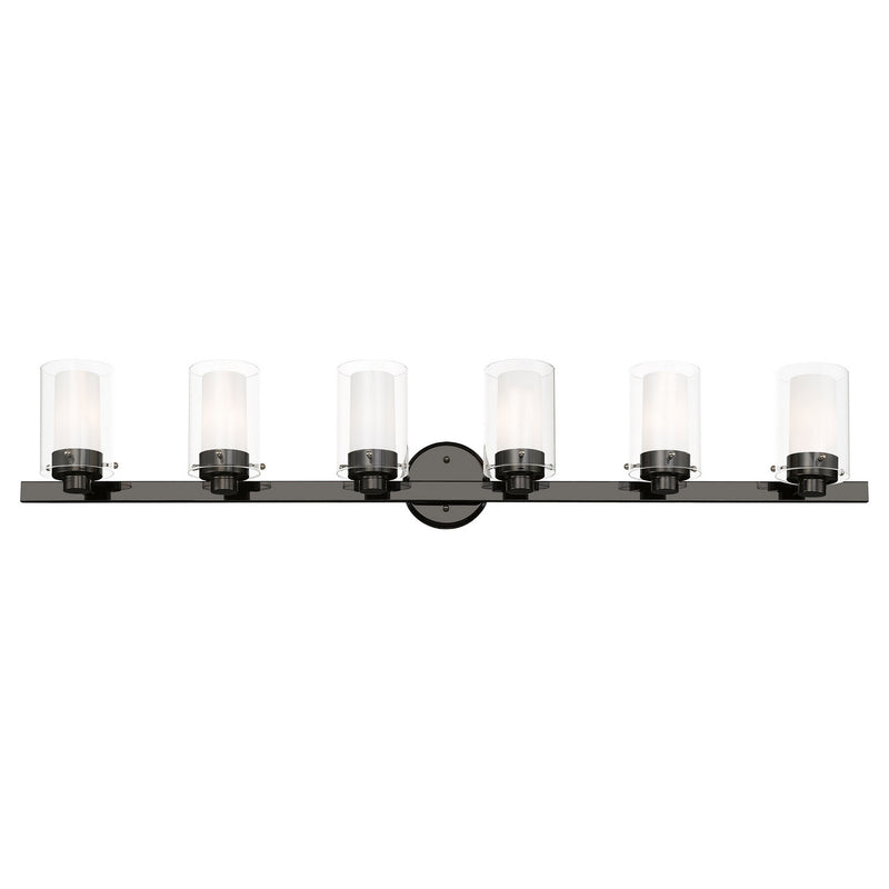 Livex Lighting 15456-46 Six Light Vanity, Black Chrome w/ Polished Chromes