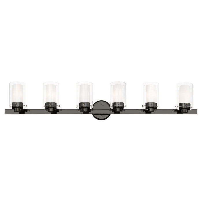 Livex Lighting 15456-46 Six Light Vanity, Black Chrome w/ Polished Chromes