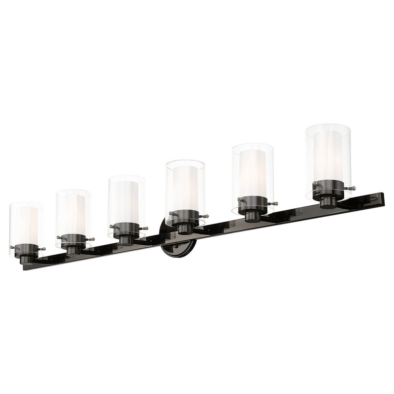 Livex Lighting 15456-46 Six Light Vanity, Black Chrome w/ Polished Chromes
