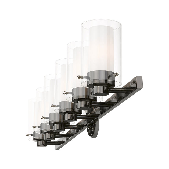 Livex Lighting 15456-46 Six Light Vanity, Black Chrome w/ Polished Chromes
