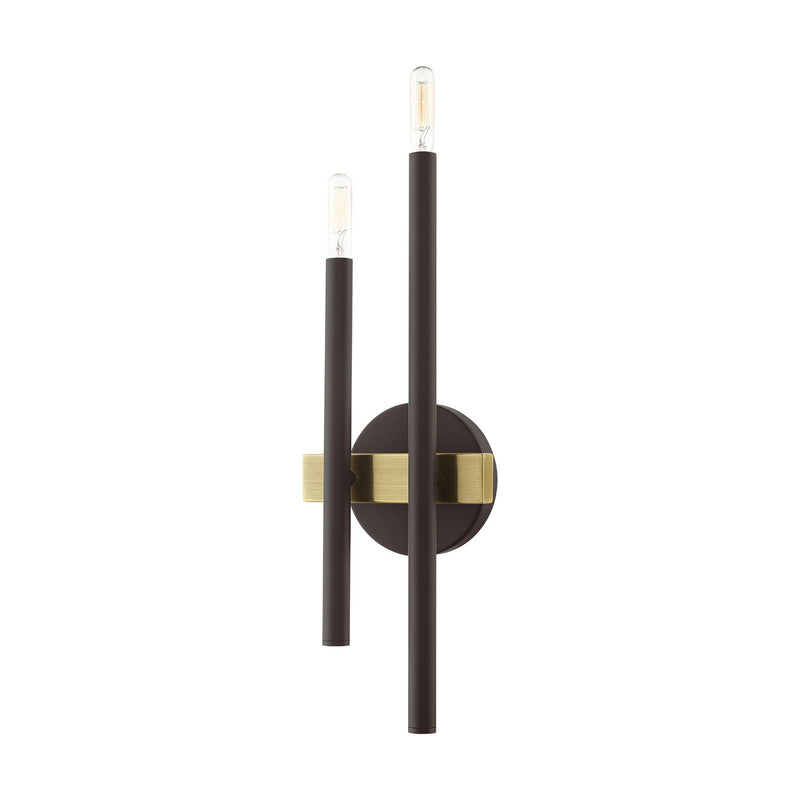 Livex Lighting 15582-07 Two Light Wall Sconce, Bronze w/ Antique Brasss