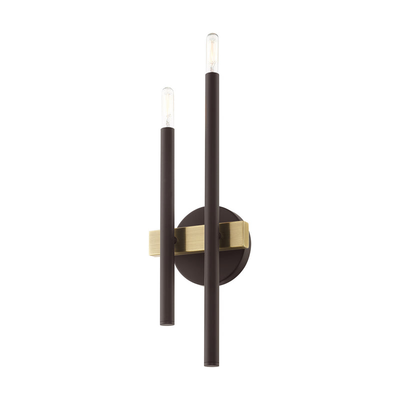 Livex Lighting 15582-07 Two Light Wall Sconce, Bronze w/ Antique Brasss