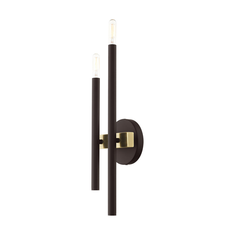 Livex Lighting 15582-07 Two Light Wall Sconce, Bronze w/ Antique Brasss