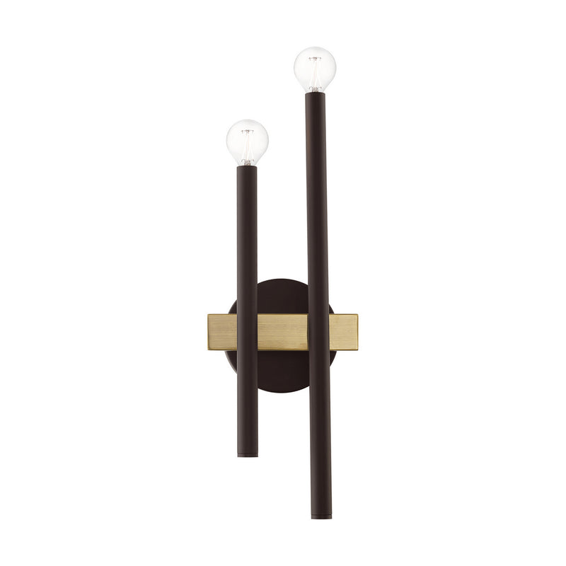 Livex Lighting 15582-07 Two Light Wall Sconce, Bronze w/ Antique Brasss