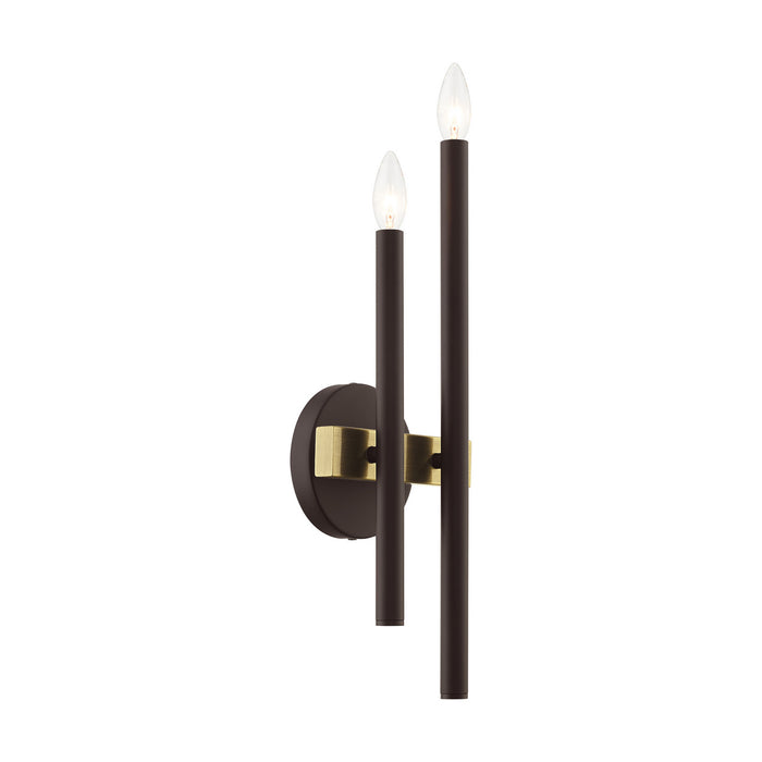 Livex Lighting 15582-07 Two Light Wall Sconce, Bronze w/ Antique Brasss
