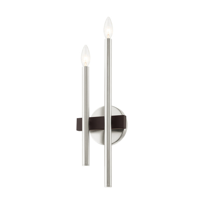 Livex Lighting 15582-91 Two Light Wall Sconce, Brushed Nickel w/ Bronzes