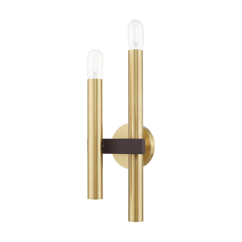 Livex Lighting 15832-12 Two Light Wall Sconce, Satin Brass w/ Bronzes