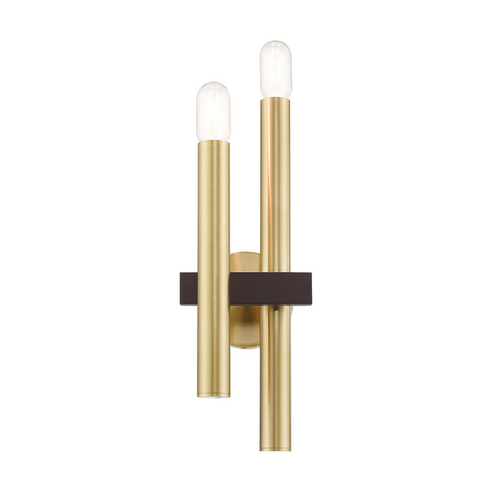 Livex Lighting 15832-12 Two Light Wall Sconce, Satin Brass w/ Bronzes
