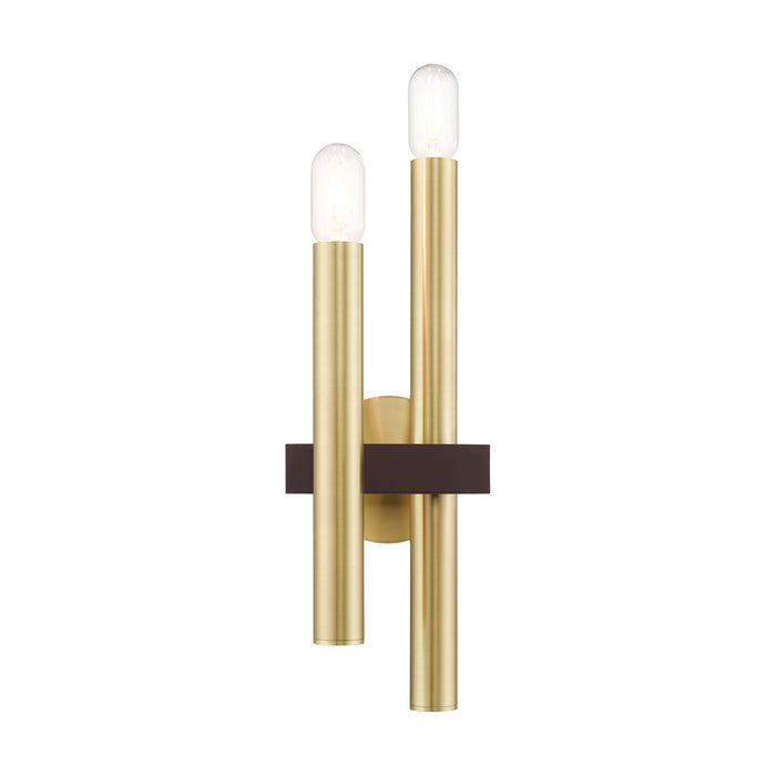 Livex Lighting 15832-12 Two Light Wall Sconce, Satin Brass w/ Bronzes