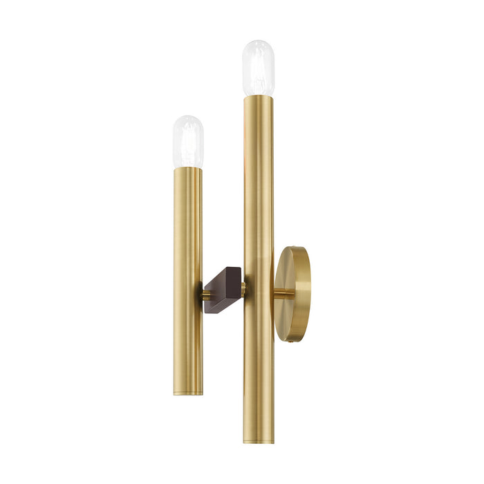 Livex Lighting 15832-12 Two Light Wall Sconce, Satin Brass w/ Bronzes