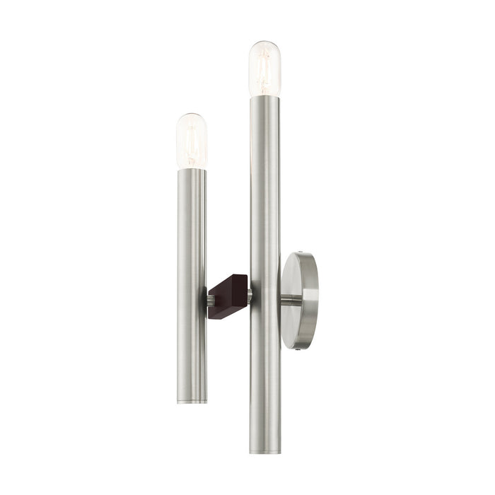 Livex Lighting 15832-91 Two Light Wall Sconce, Brushed Nickel w/ Bronzes