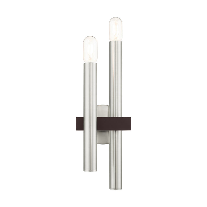 Livex Lighting 15832-91 Two Light Wall Sconce, Brushed Nickel w/ Bronzes