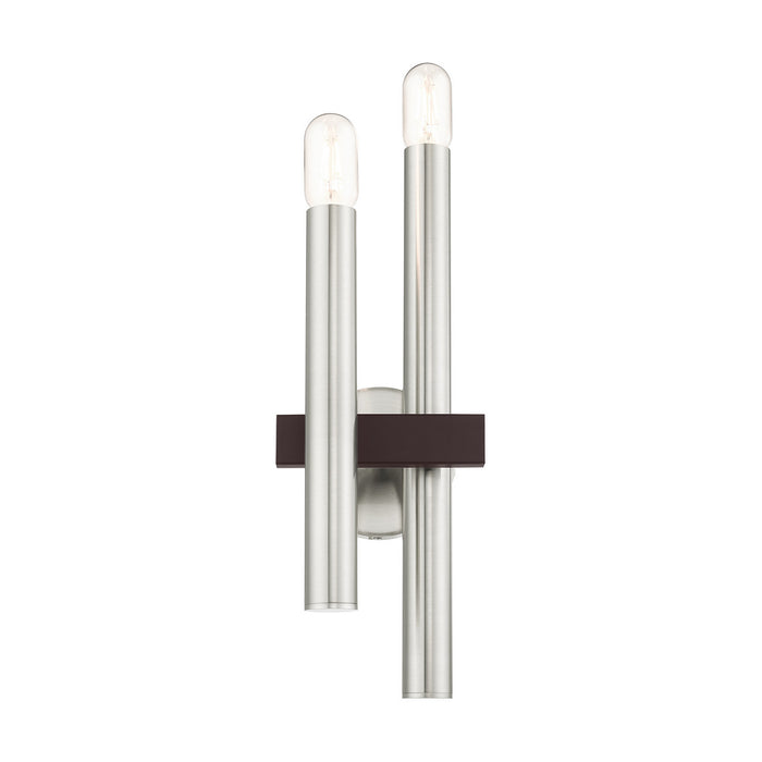 Livex Lighting 15832-91 Two Light Wall Sconce, Brushed Nickel w/ Bronzes