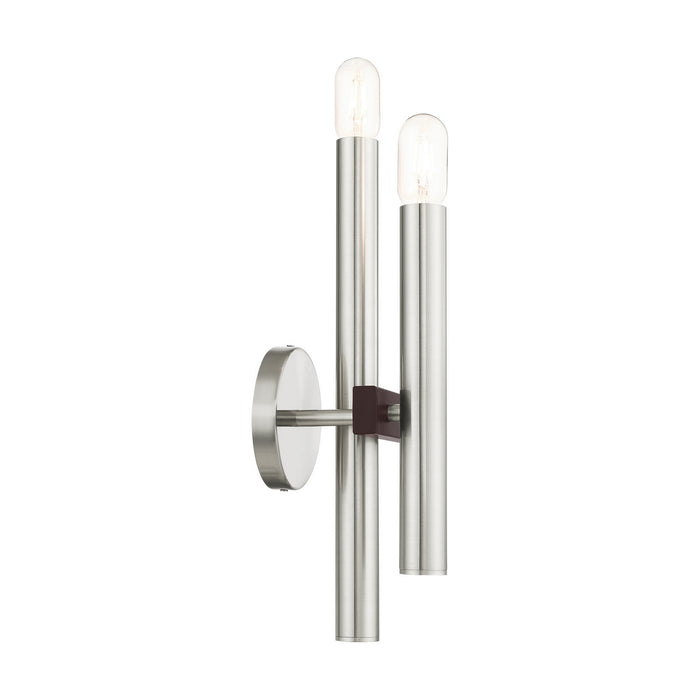 Livex Lighting 15832-91 Two Light Wall Sconce, Brushed Nickel w/ Bronzes