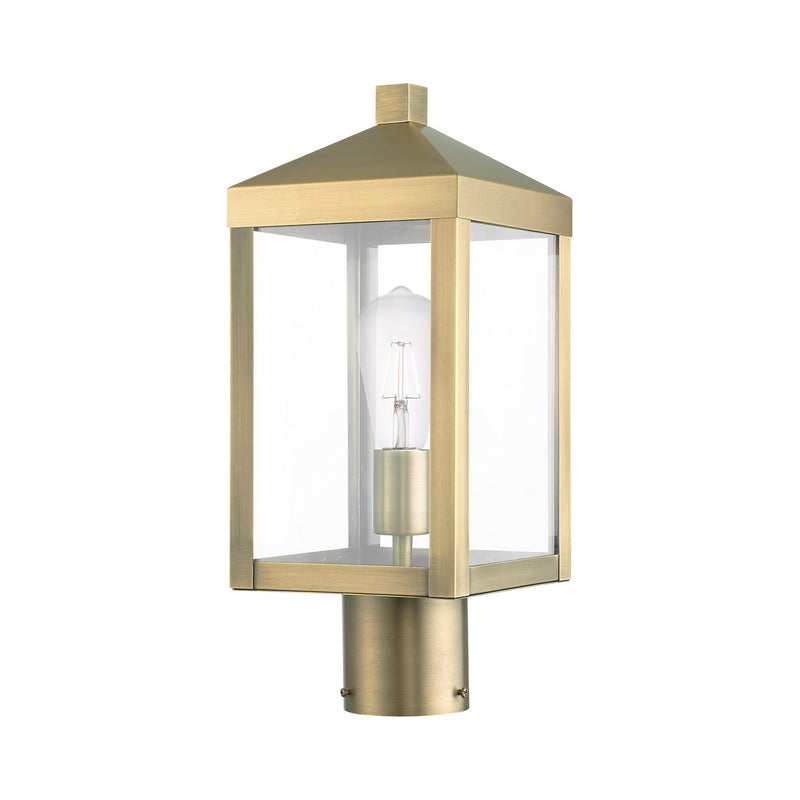 Livex Lighting 20590-01 One Light Outdoor Post Top Lantern, Antique Brass