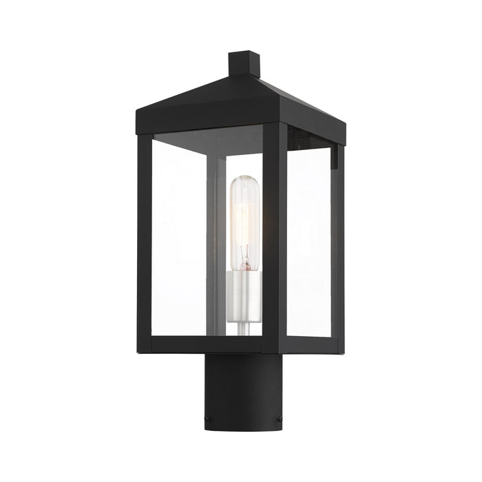 Livex Lighting 20590-04 One Light Outdoor Post Top Lantern, Black w/ Brushed Nickel Cluster