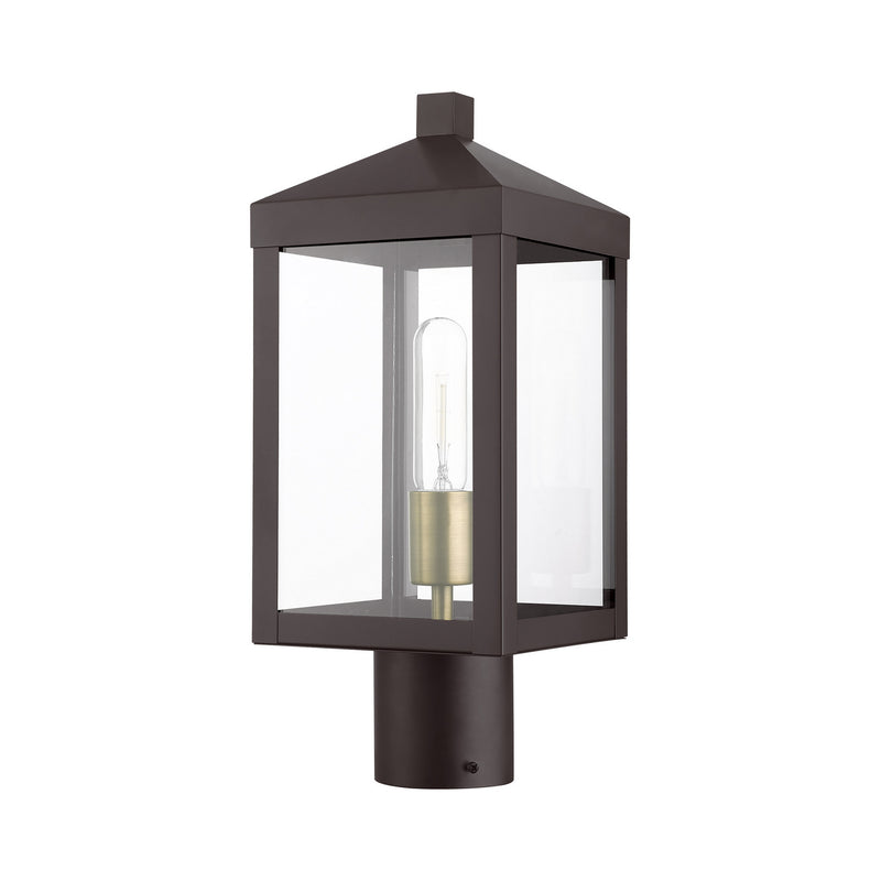 Livex Lighting 20590-07 One Light Outdoor Post Top Lantern, Bronze w/ Antique Brass Cluster