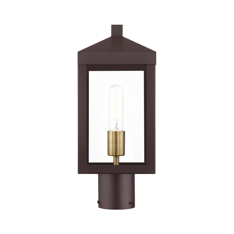 Livex Lighting 20590-07 One Light Outdoor Post Top Lantern, Bronze w/ Antique Brass Cluster