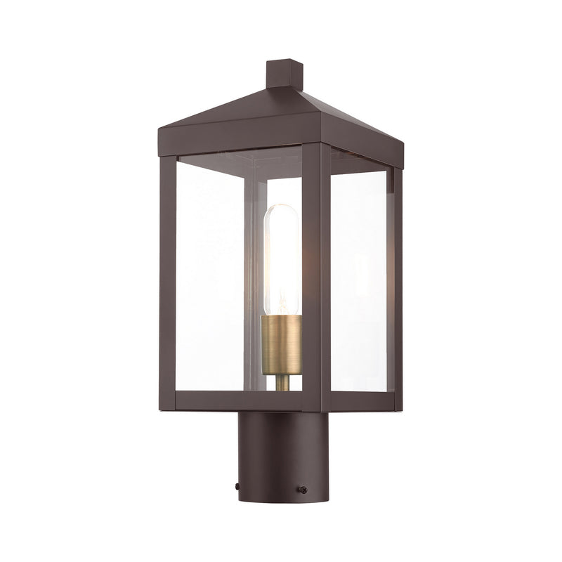 Livex Lighting 20590-07 One Light Outdoor Post Top Lantern, Bronze w/ Antique Brass Cluster