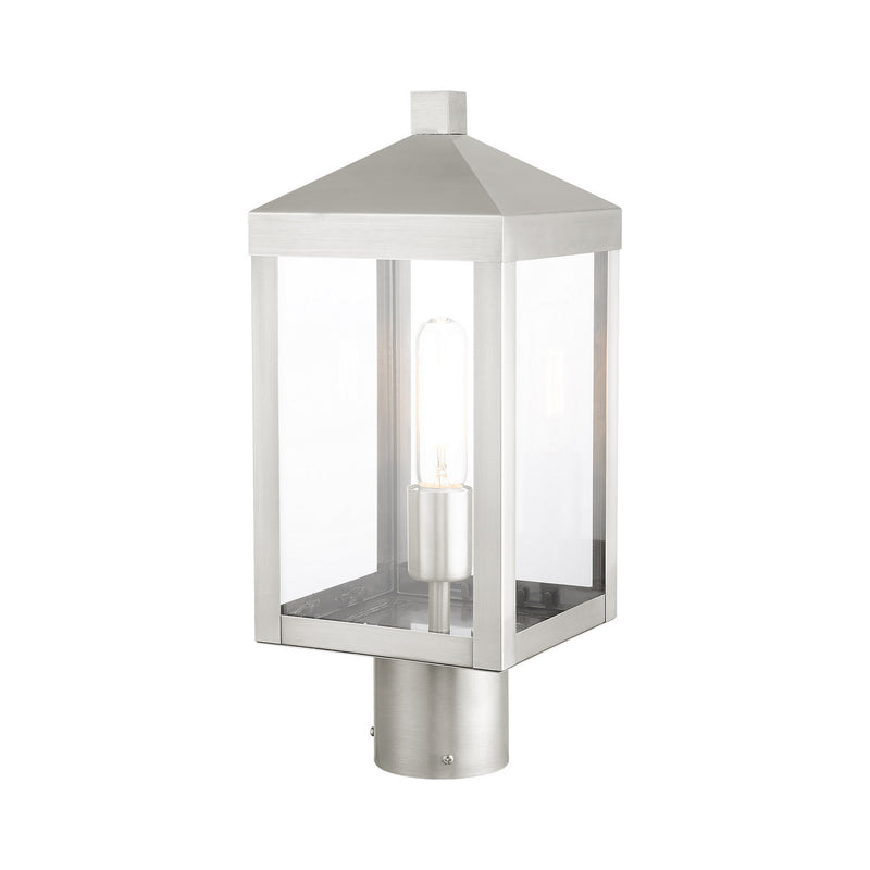 Livex Lighting 20590-91 One Light Outdoor Post Top Lantern, Brushed Nickel