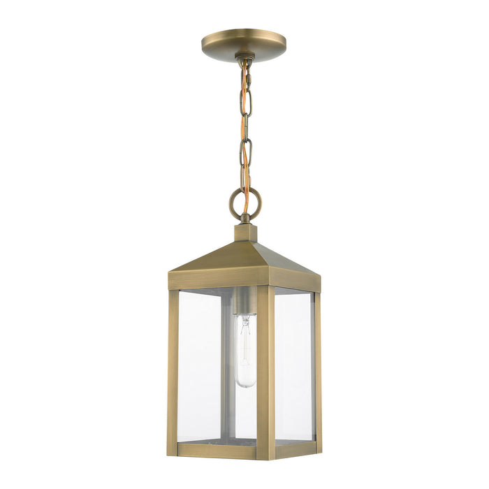 Livex Lighting 20591-01 One Light Outdoor Pendant, Antique Brass