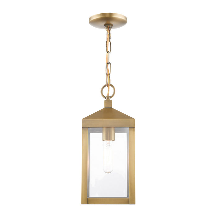 Livex Lighting 20591-01 One Light Outdoor Pendant, Antique Brass