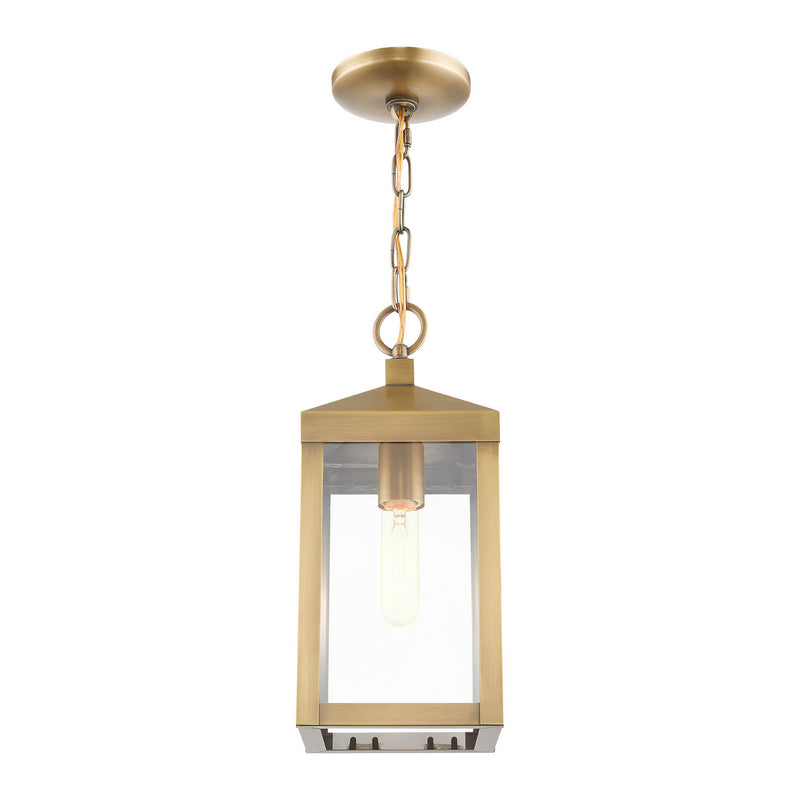 Livex Lighting 20591-01 One Light Outdoor Pendant, Antique Brass