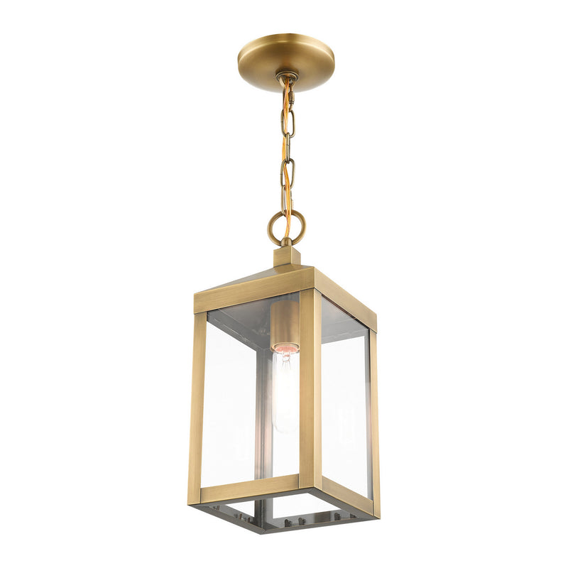 Livex Lighting 20591-01 One Light Outdoor Pendant, Antique Brass
