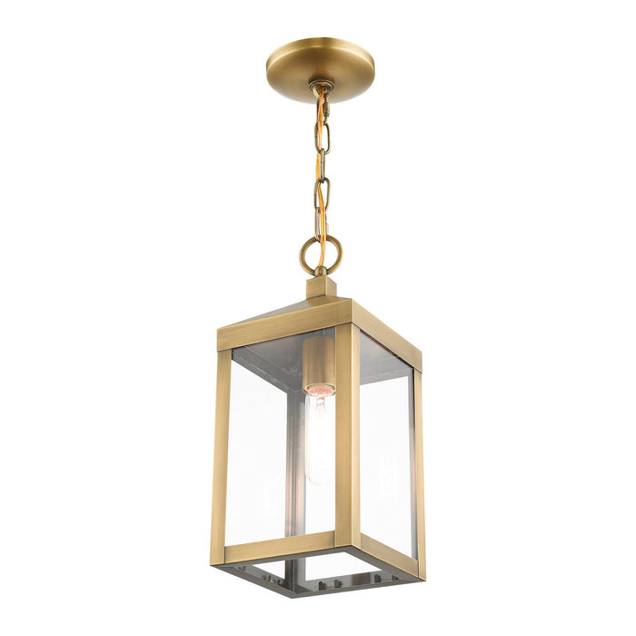 Livex Lighting 20591-01 One Light Outdoor Pendant, Antique Brass