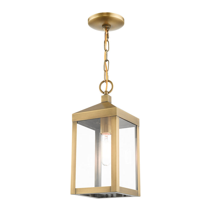 Livex Lighting 20591-01 One Light Outdoor Pendant, Antique Brass
