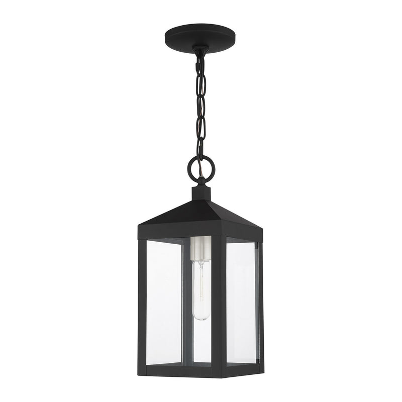 Livex Lighting 20591-04 One Light Outdoor Pendant, Black w/ Brushed Nickel Cluster