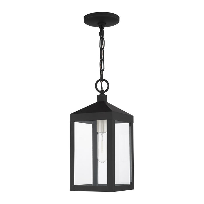 Livex Lighting 20591-04 One Light Outdoor Pendant, Black w/ Brushed Nickel Cluster