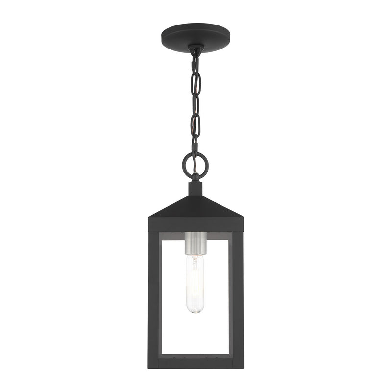 Livex Lighting 20591-04 One Light Outdoor Pendant, Black w/ Brushed Nickel Cluster