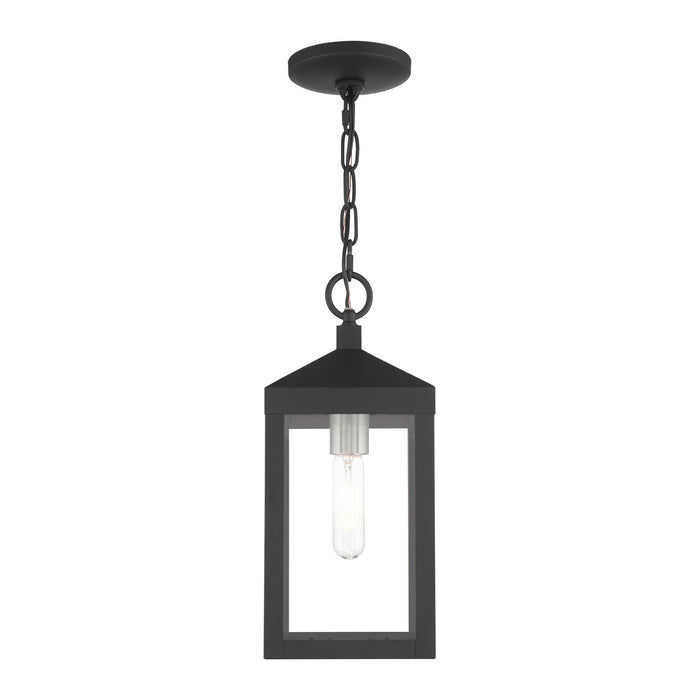 Livex Lighting 20591-04 One Light Outdoor Pendant, Black w/ Brushed Nickel Cluster