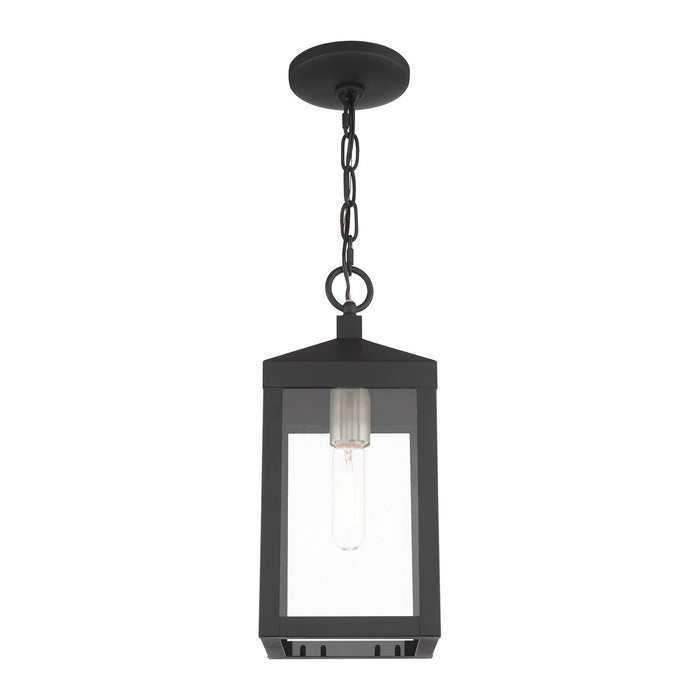 Livex Lighting 20591-04 One Light Outdoor Pendant, Black w/ Brushed Nickel Cluster