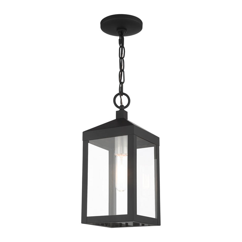 Livex Lighting 20591-04 One Light Outdoor Pendant, Black w/ Brushed Nickel Cluster
